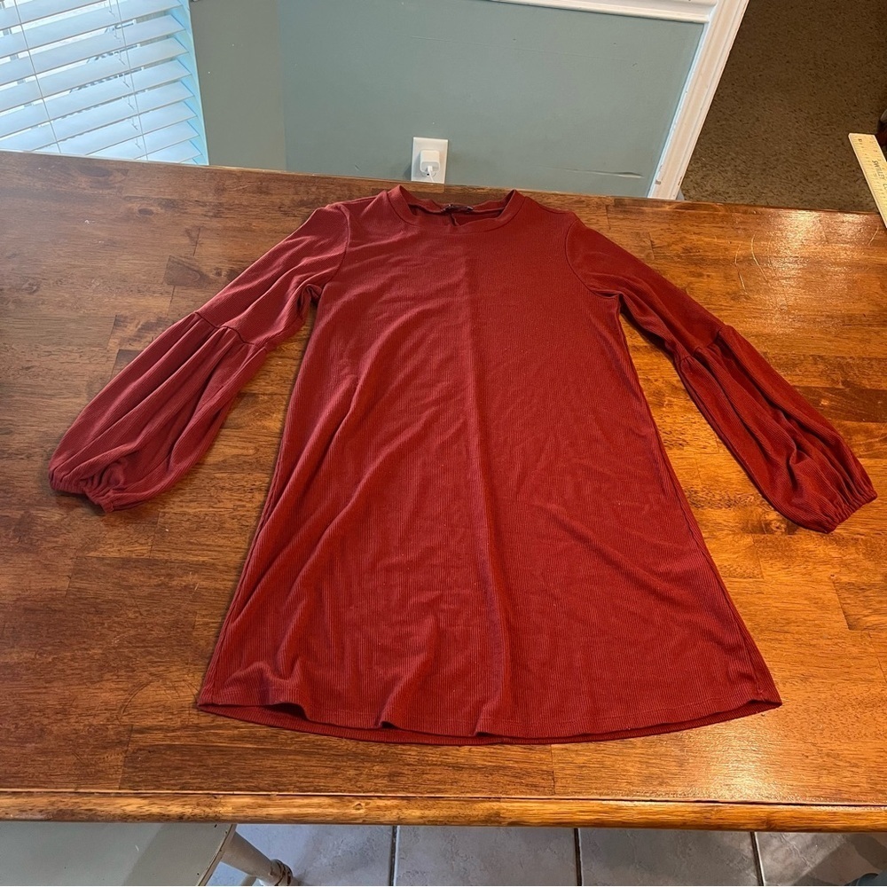 As U Wish women’s rust burnt orange mini dress ribbed size medium